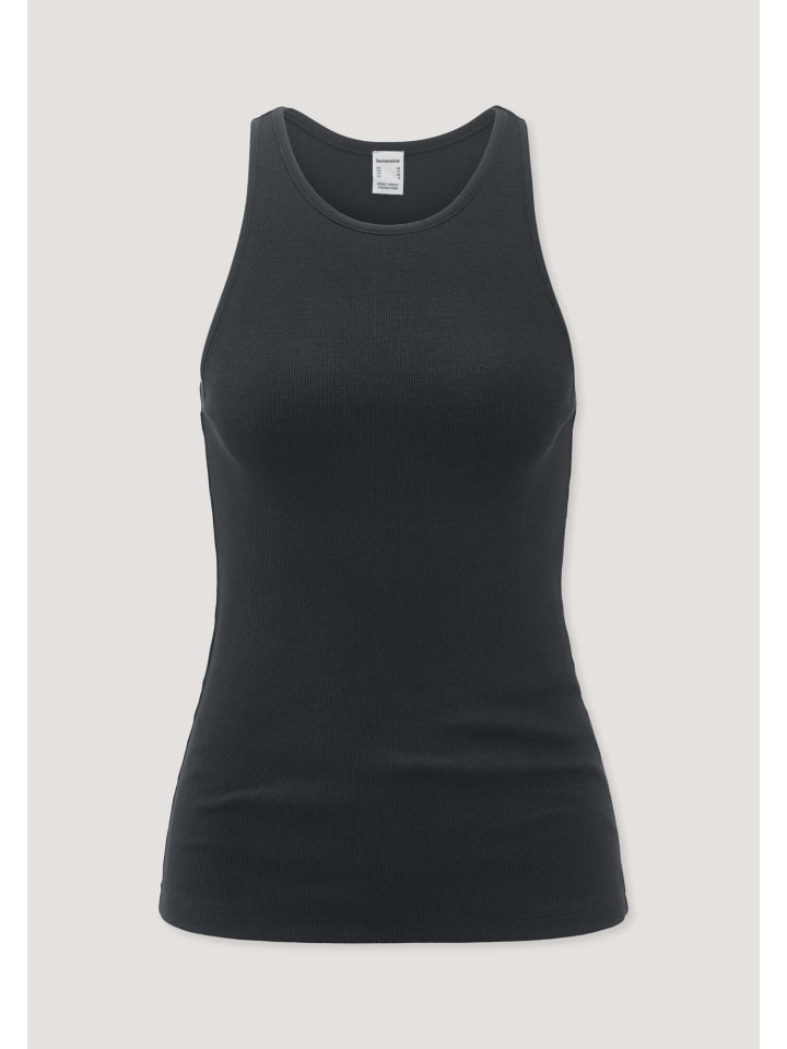 

Hessnatur Облегающий топ в рубчик с высоким воротником, черный