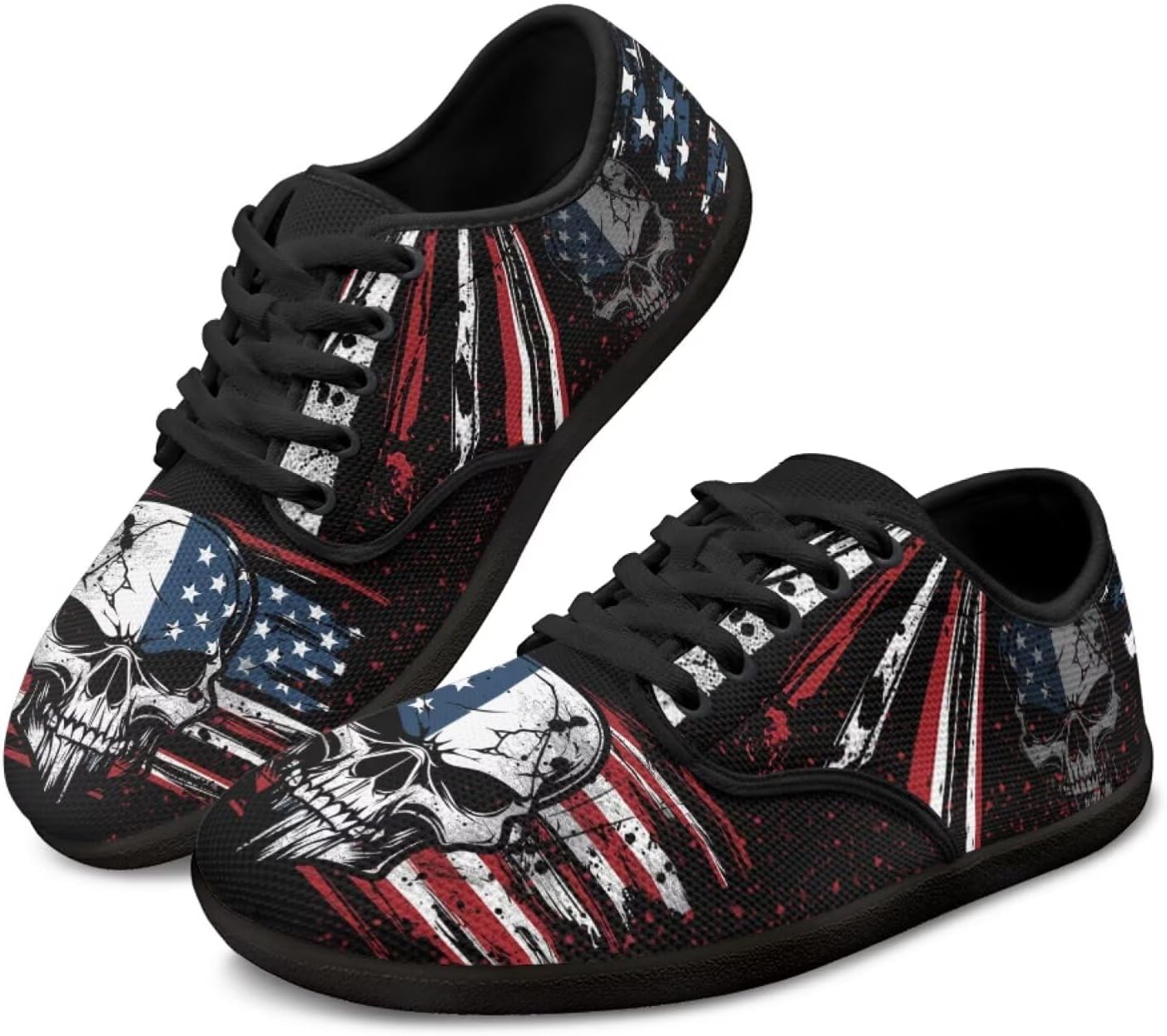 

Мужская обувь с широкой носочной частью, дышащие ботинки с нулевым перепадом подошвы, обувь для прогулок Luzeephang, Skull With Usa Flag