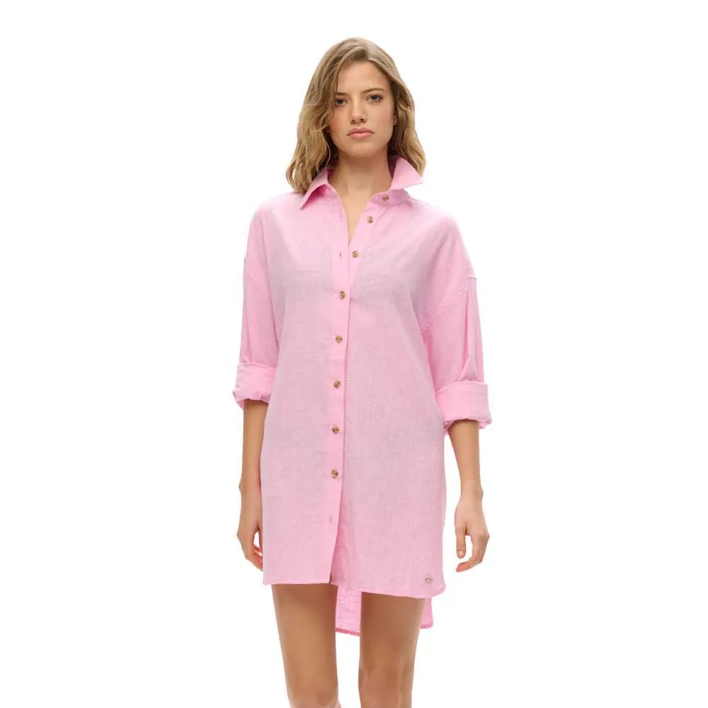 

Рубашка с длинным рукавом Superdry Ibiza Longline Beach, розовый