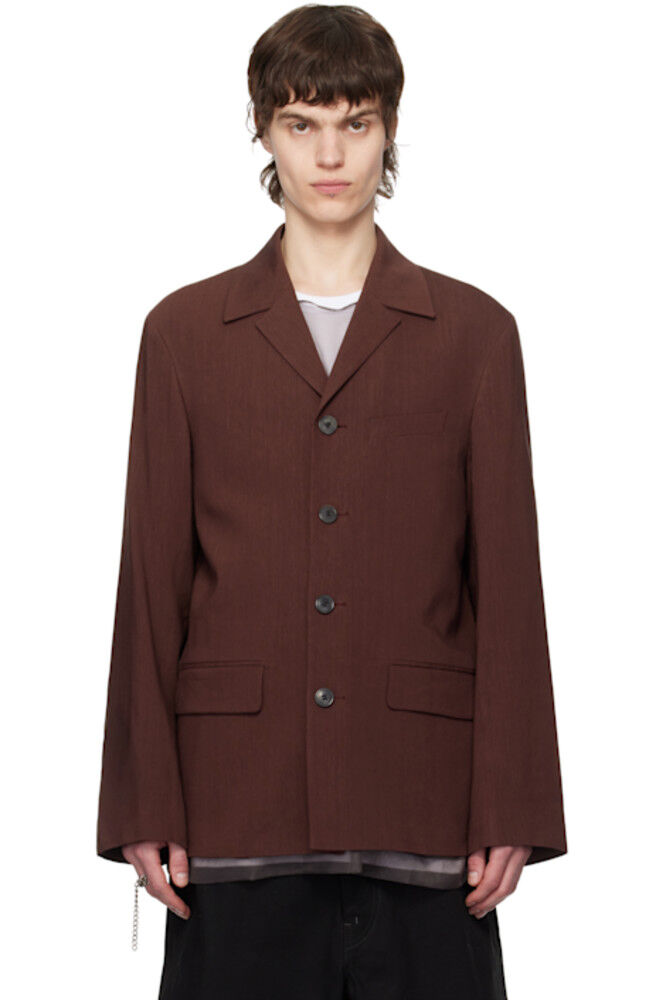 

Бордовый блейзер с зазубренными лацканами Dries Van Noten