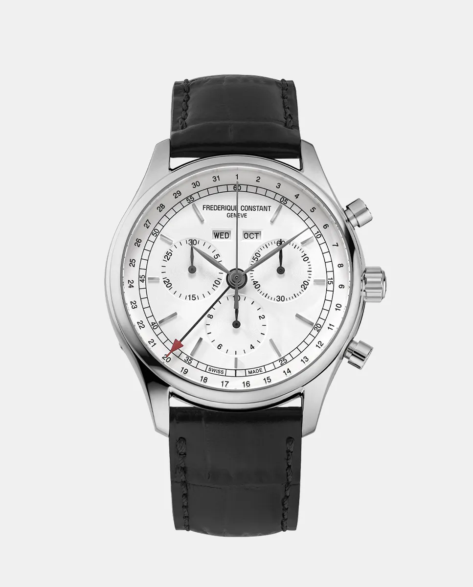 

Мужские часы Classics Quartz FC-296SW5B6 Chrono в черной коже Frederique Constant, черный
