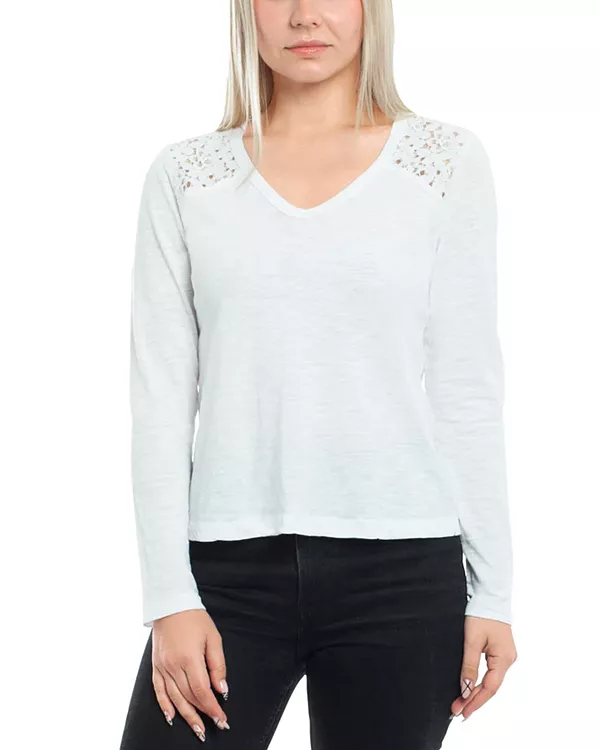 

Футболка с кружевной вставкой, выполненная в смешанной технике. Wilt Clothing, белый