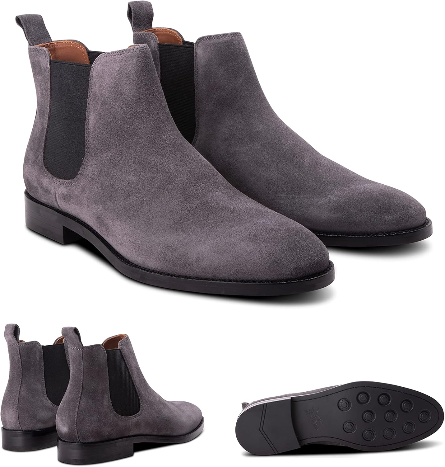 Ботинки Dunross Sons Men Jayden Chelsea, комфортные кожаные ботинки Dunross & Sons, Jayden Grey Suede — фото 2