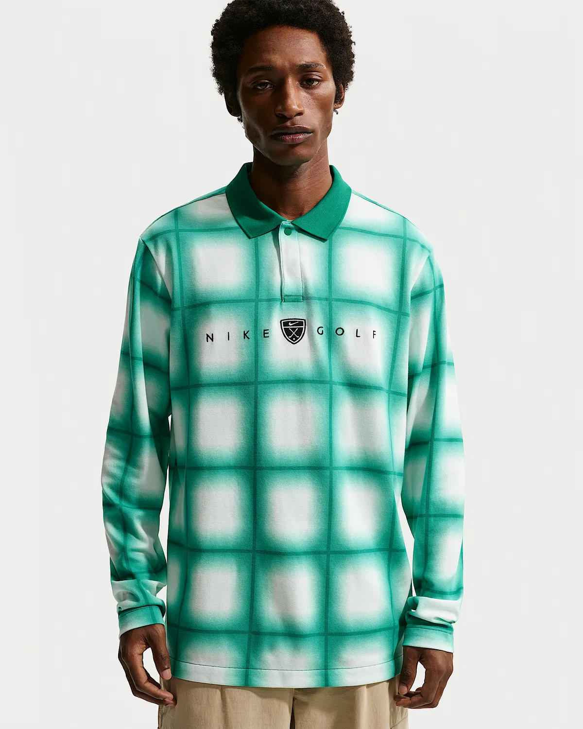 Мужское поло Nike Fairway Fresh Dri-FIT свободного кроя с длинным рукавом, Malachite/Malachite