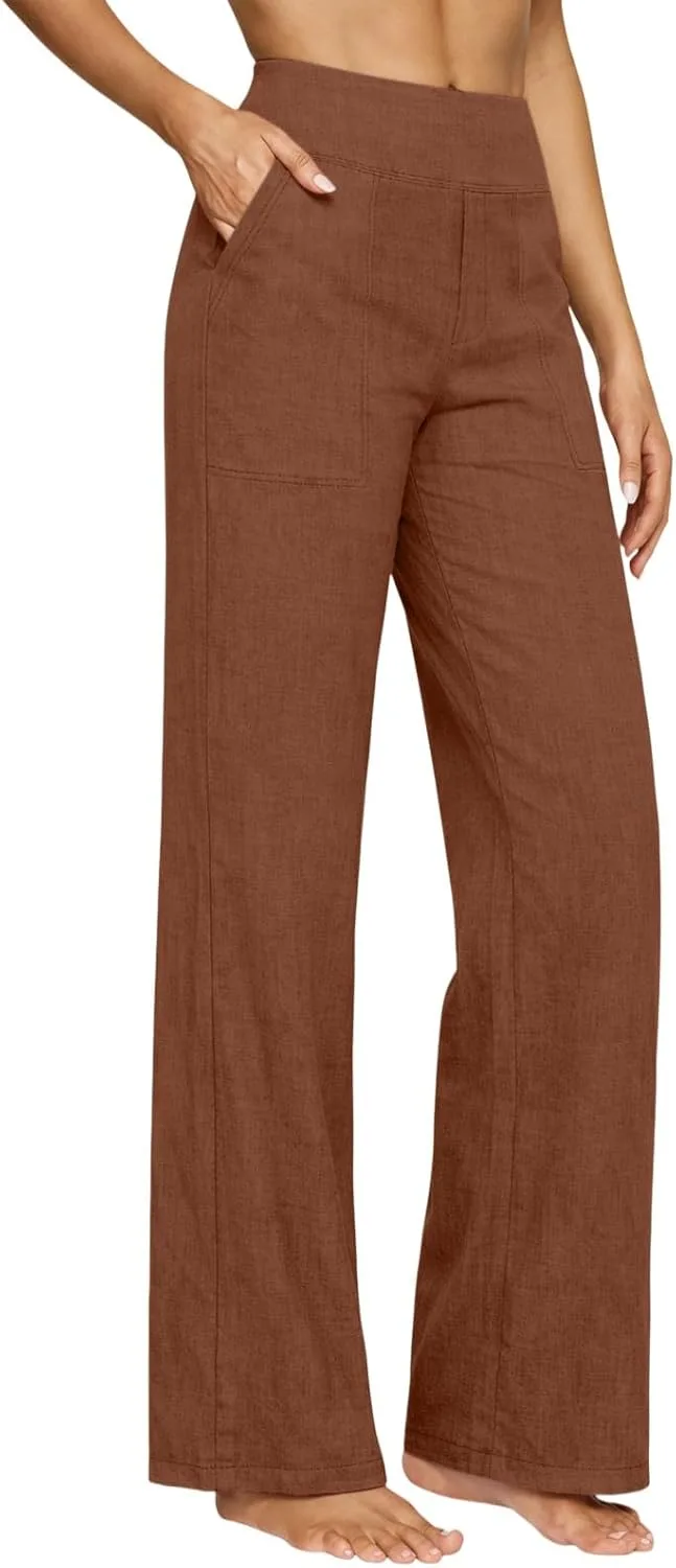 

Женские летние брюки Casual Cotton Linen, свободные, прямые, высокие