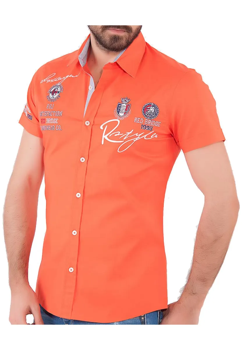 

Рубашка RedBridge с короткими рукавами "Irvine", приталенного кроя, с вышивкой, цвет Orange