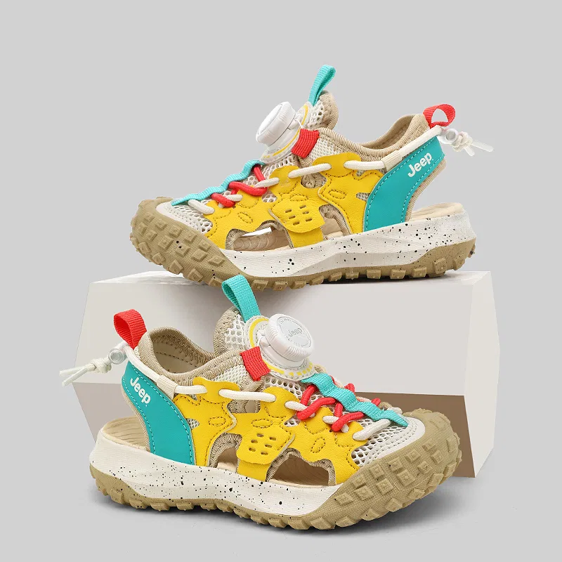 Детские сандалии из искусственной кожи и текстиля Low top Jeep, Beige Yellow — фото 3