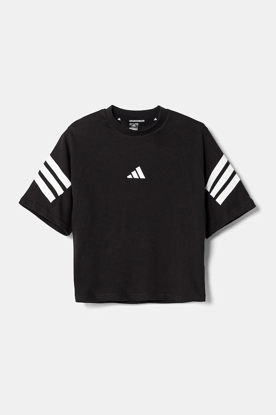 Детская хлопковая футболка Adidas, черный — фото 2