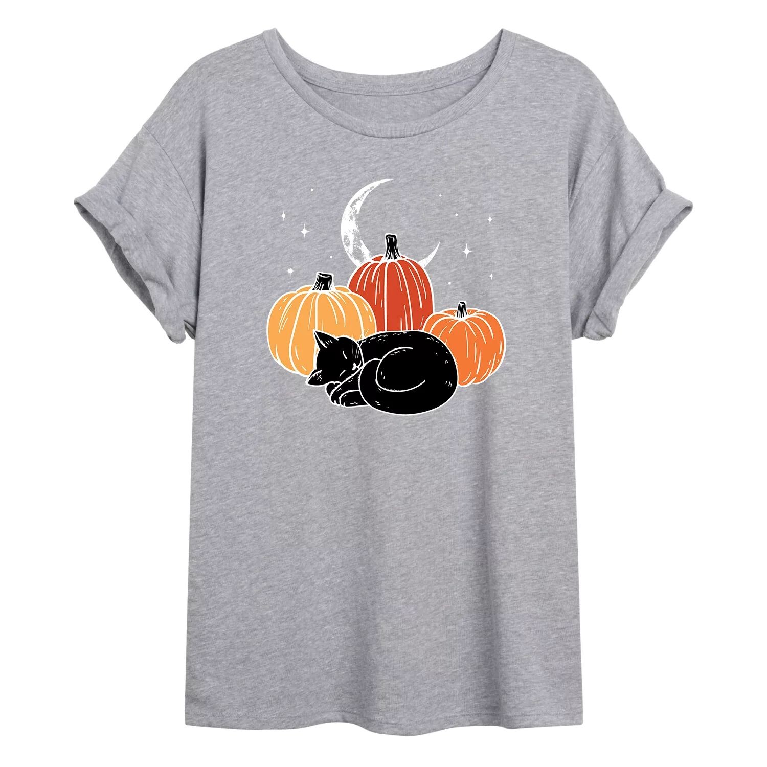 

Детская футболка большого размера с рисунком Cat Sleeping By Pumpkins Licensed Character, Серый, Детская футболка большого размера с рисунком Cat Sleeping By Pumpkins Licensed Character