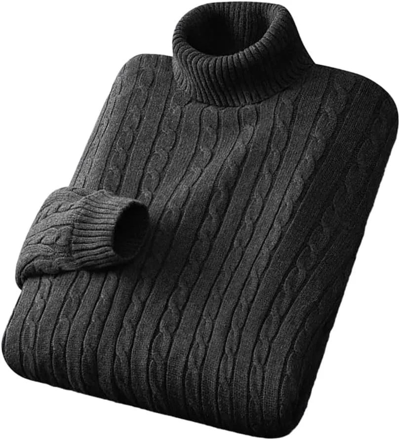 

Мужской свитер с высоким воротником, однотонный, эластичный