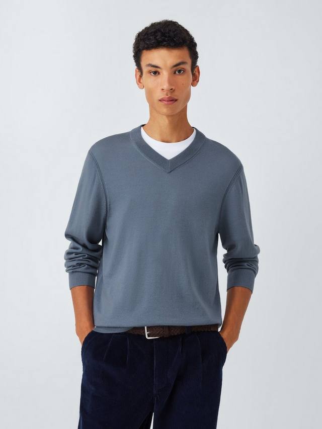 

Свитер с v-образным вырезом из мериносовой шерсти John Lewis, Flint Stone