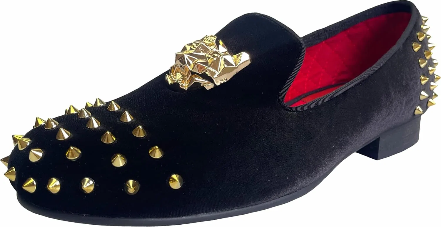 Лоферы мужские с золотой пряжкой Black Justar