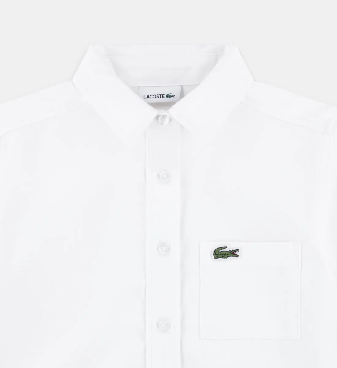 Прямое плиссированное платье-рубашка из фирменной попелины Lacoste, белый — фото 3