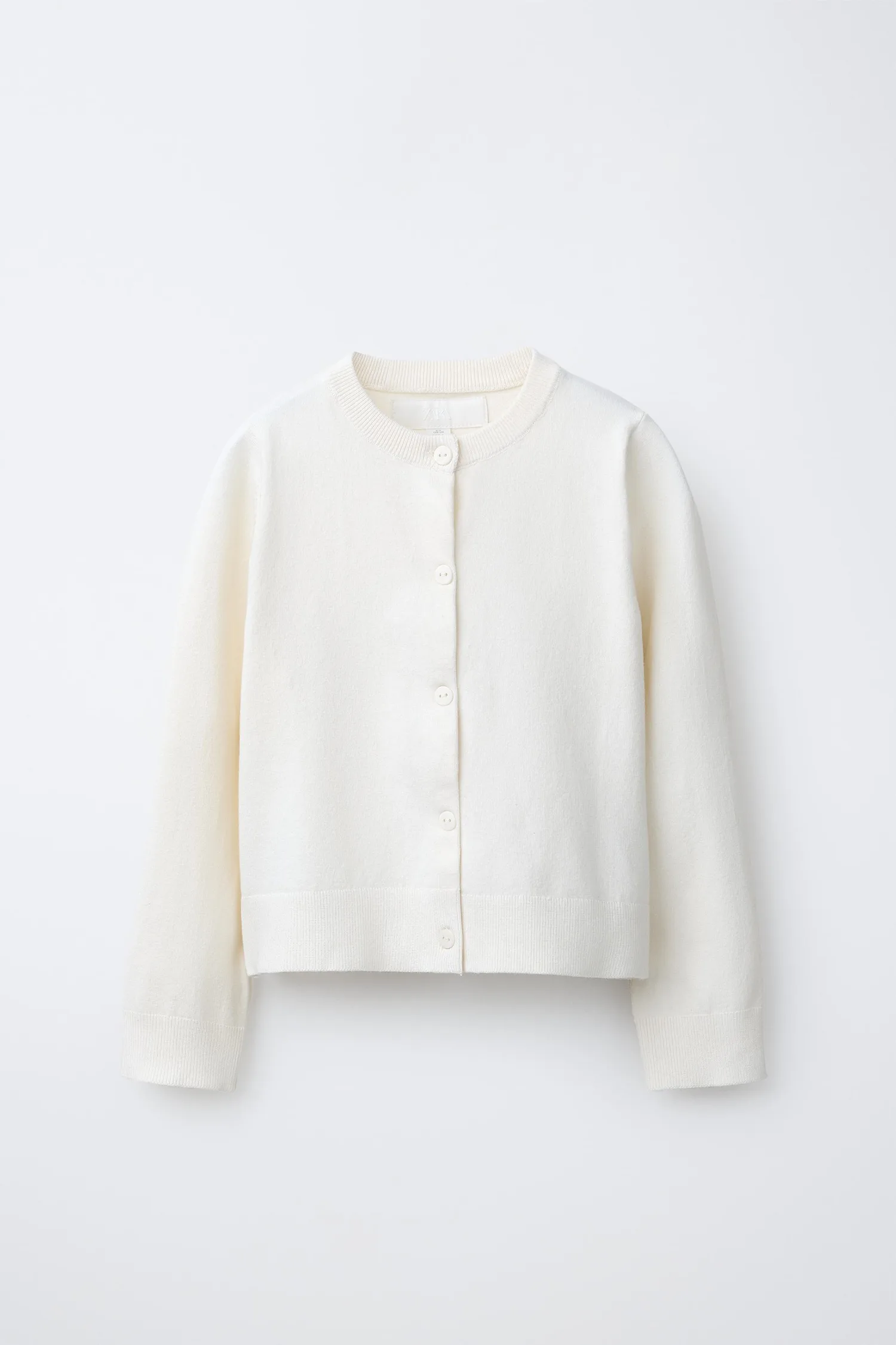 Однотонный вязаный кардиган Zara, экрю