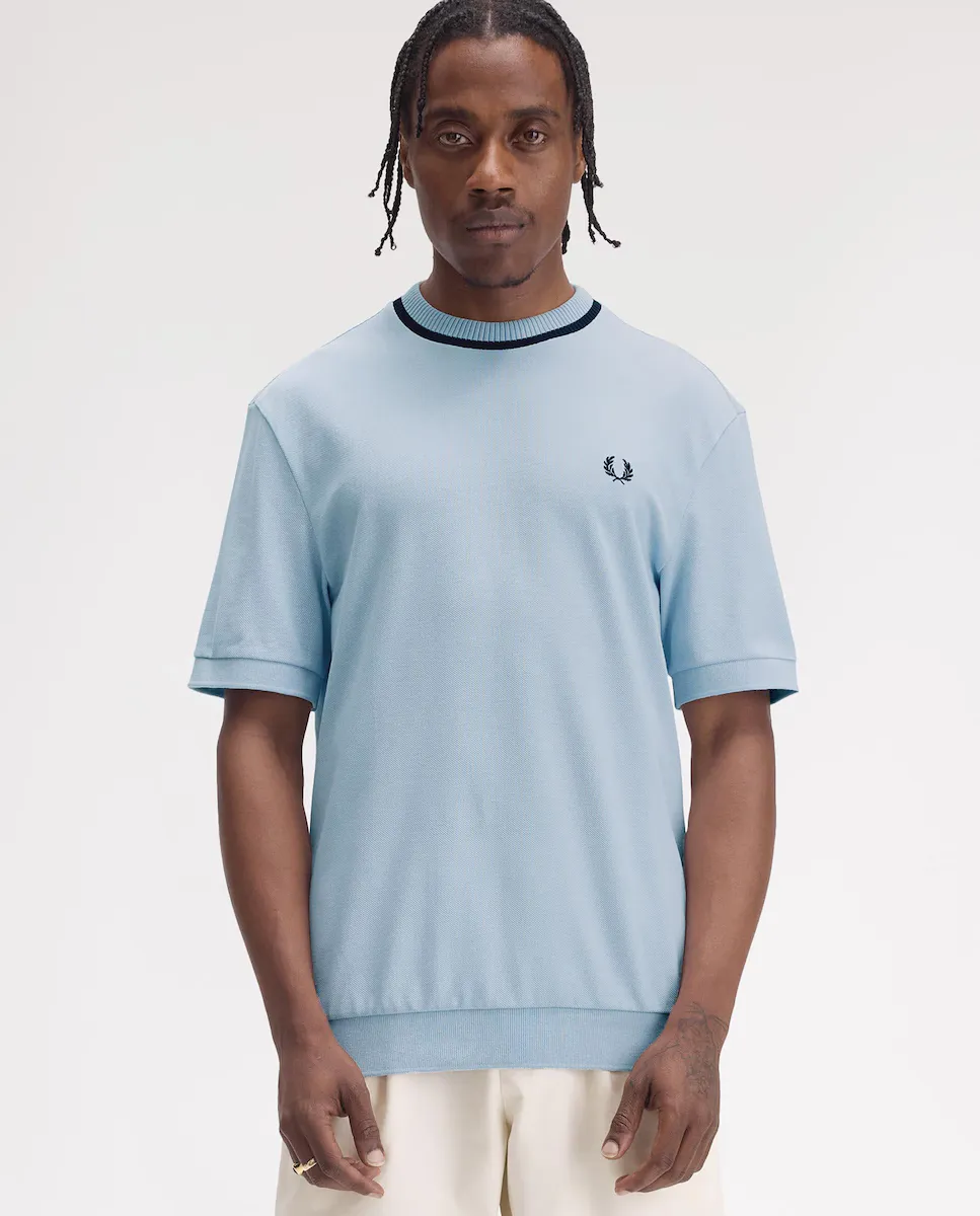 

Мужская футболка с коротким рукавом и круглым вырезом Fred Perry, светло-голубой