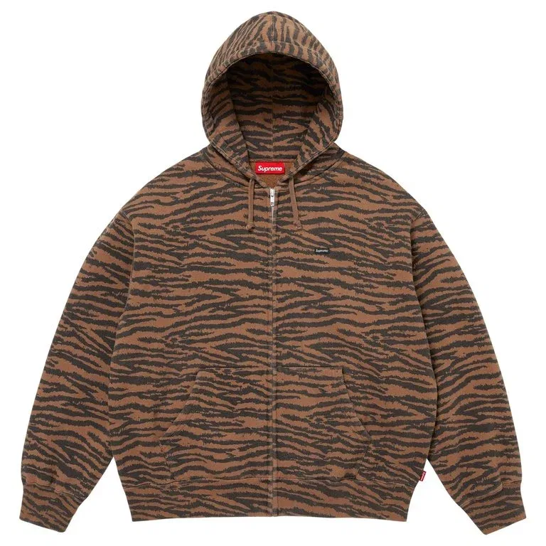 Толстовка на молнии с капюшоном Small Box, унисекс, SS26 WEEK6 Supreme, Leopard Print