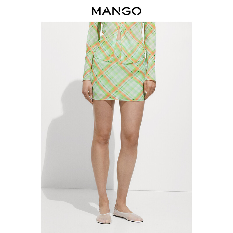 

Женская короткая юбка Mango с клетчатым принтом, зеленый