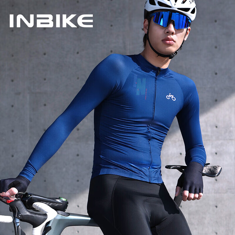 INBIKE велосипедная одежда с длинными рукавами для мужчин и женщин весной и летом профессиональный облегающий шоссейный велосипед горный велосипед темно-синий кролик M — фото 2
