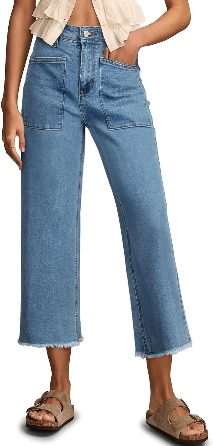 

Sidefeel женские джинсы-капри с широкими штанинами