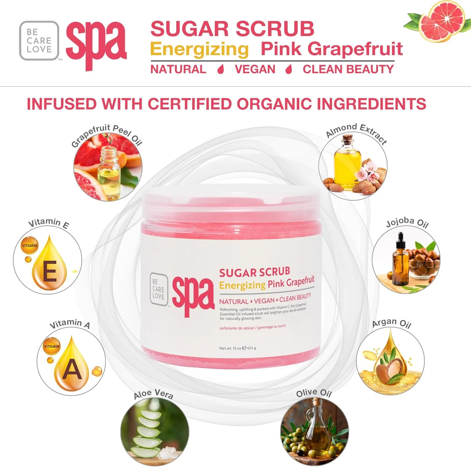 Скраб для тела BCL SPA Energizing Pink Grapefruit Sugar Scrub, 473 мл — фото 2