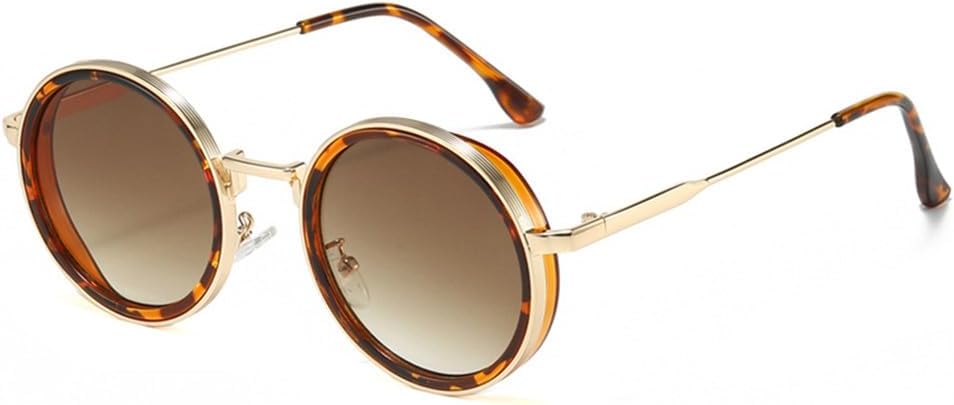 

Солнцезащитные очки UV400 с защитой от ультрафиолета — круглые, в стиле панк, с градиентным переходом цвета, для женщин и мужчин, для бега и занятий спортом на открытом воздухе generic, Leopard Golden Tea