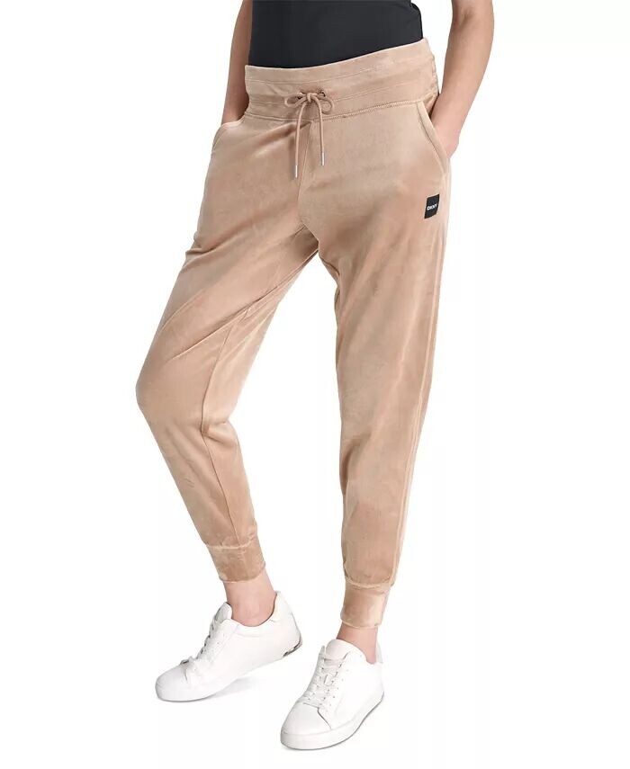 

Женские велюровые брюки-джоггеры Platinum Slim-Fit DKNY, коричневый/бежевый