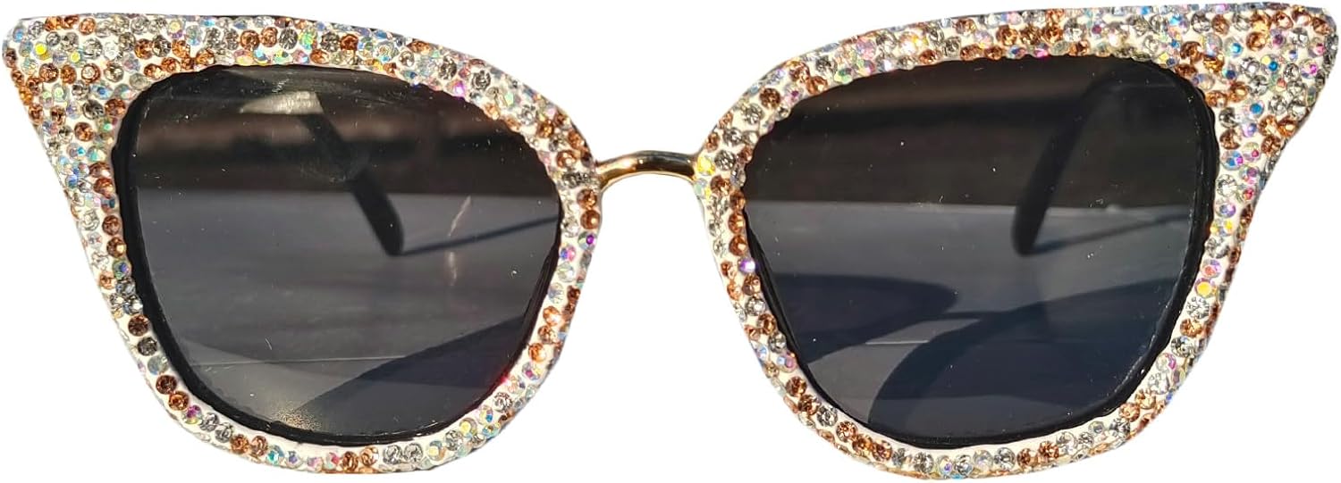 

Willochra — большие модные солнцезащитные очки со стразами для женщин, розовые, сексуальные, с кристальными блестками, стильные, милые, в форме «кошачьего глаза», для вечеринок, Brown