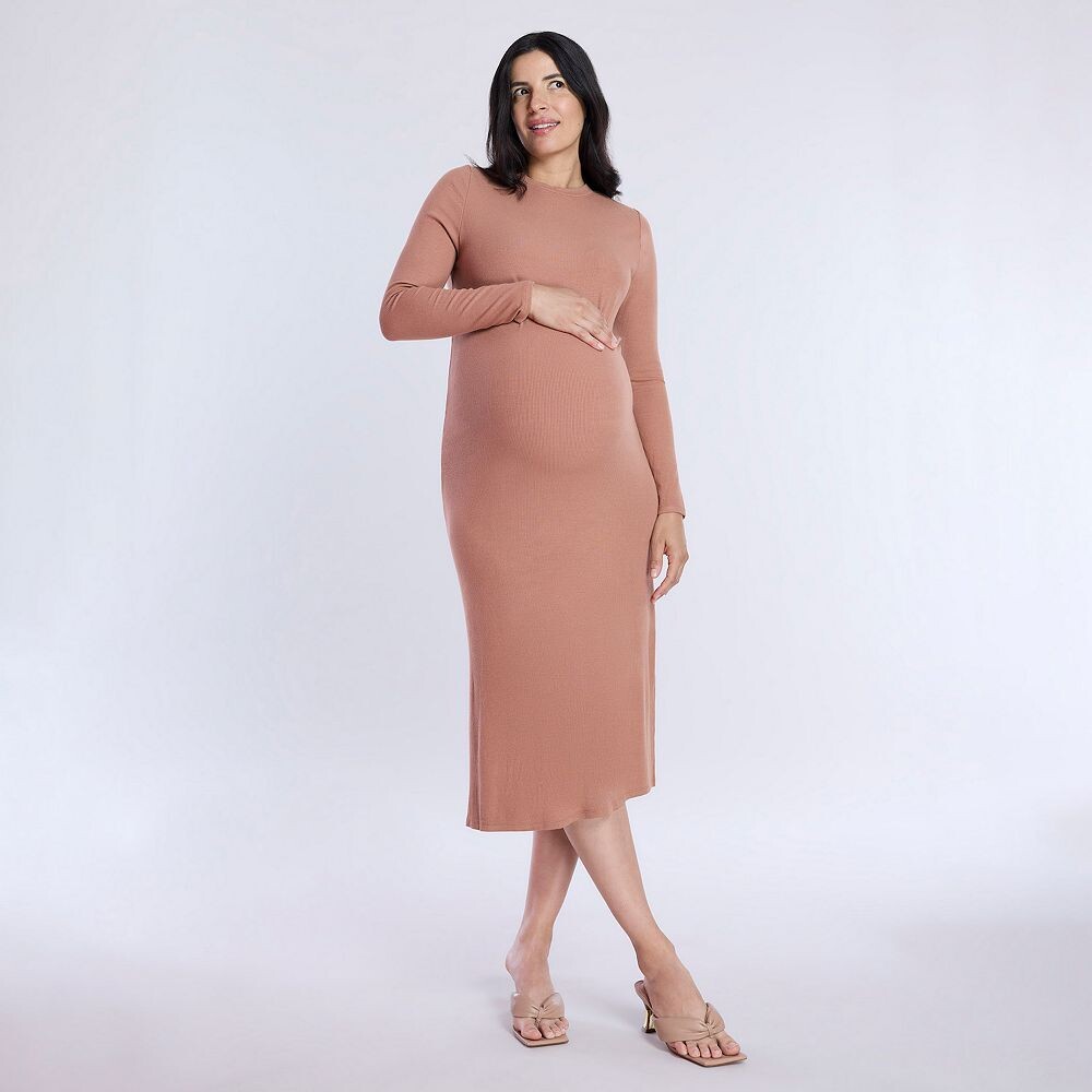 

Платье миди в рубчик Maternity Motherhood, цвет Mocha Mousse