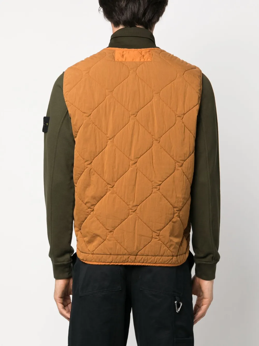Стеганый жилет с нашивкой Compass Stone Island, коричневый — фото 4