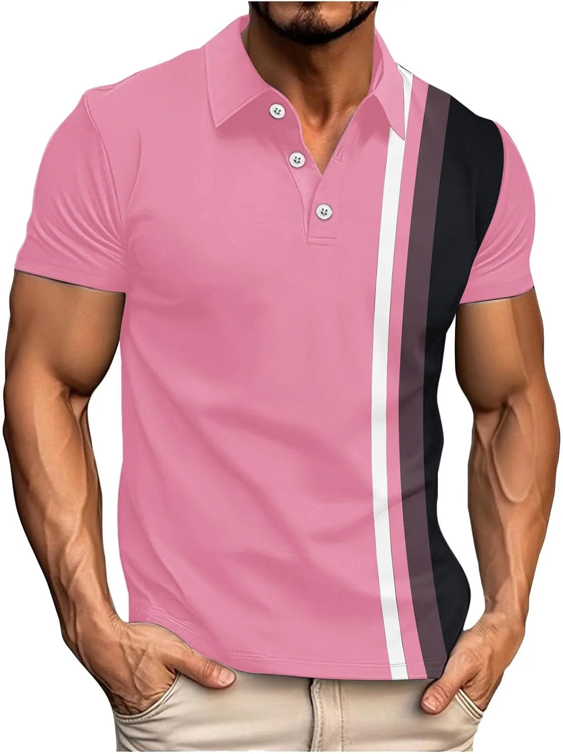 

Мужская полосатая поло с коротким рукавом Sdeycui