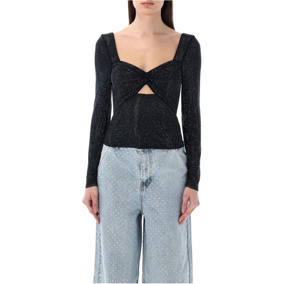 

Self Portrait топ с декором и сеткой Sweetheart Neck Self-portrait, черный