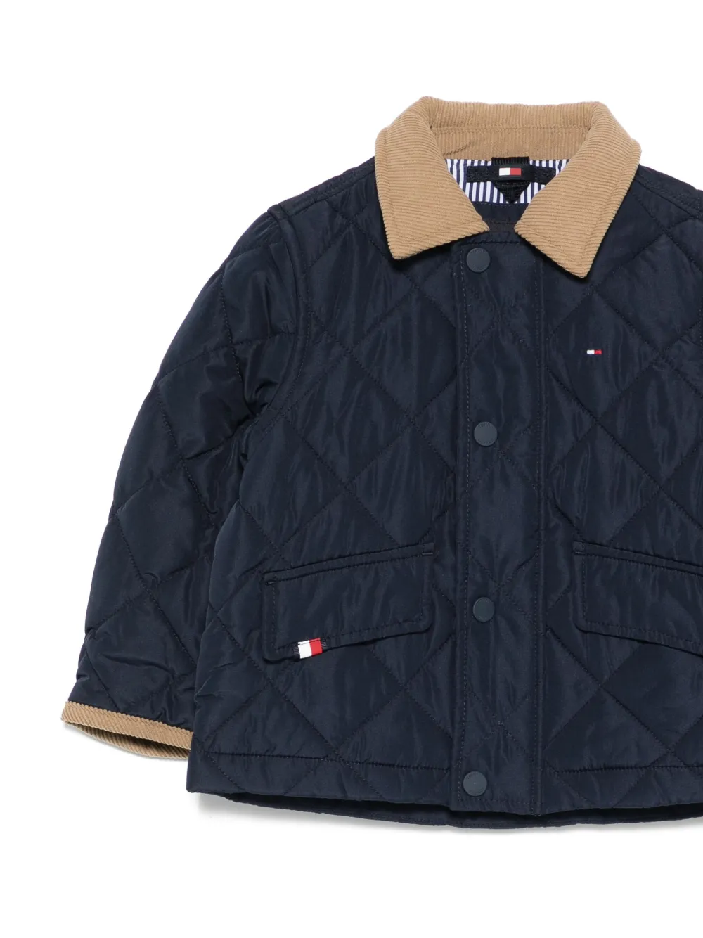 Стеганая куртка с вельветовым воротником Tommy Hilfiger Junior, синий — фото 3