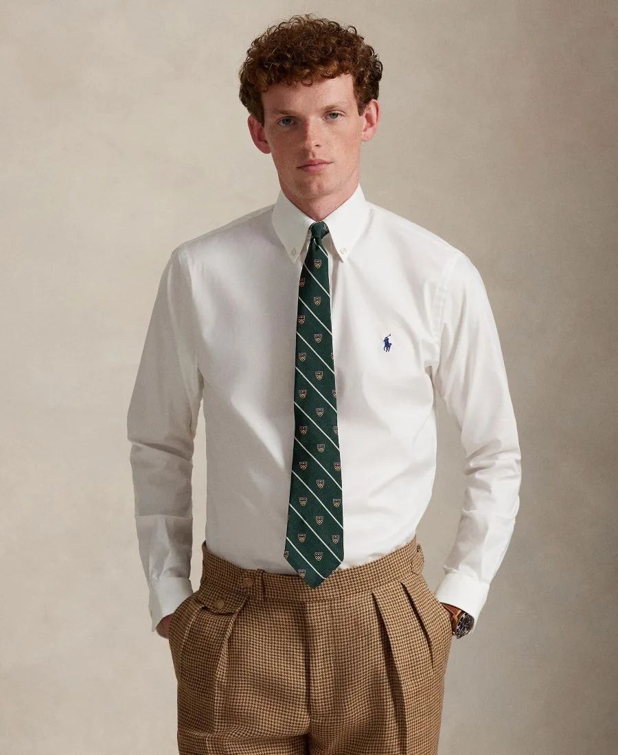 Мужская классическая рубашка из высококачественной саржи Polo Ralph Lauren, белый