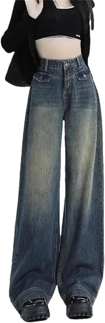 Джинсы с завышенной талией, Vintage Blue, Retro