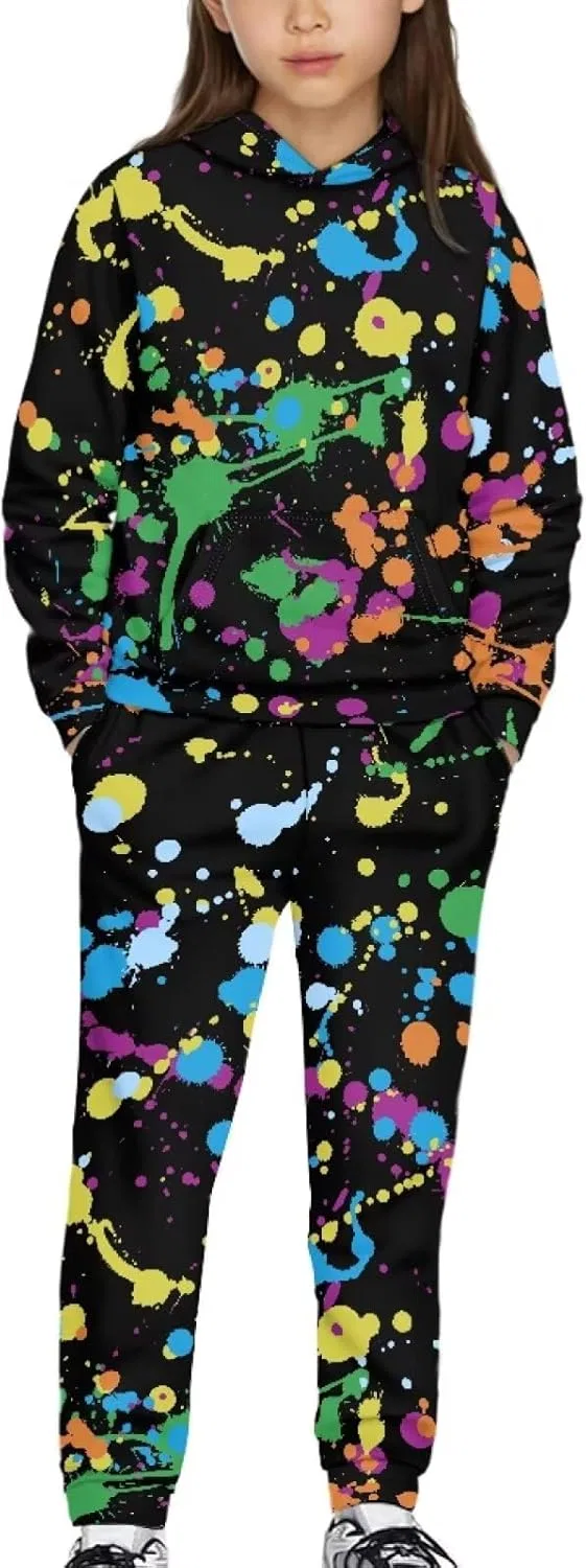Детский спортивный костюм YECARYPOD, толстовка и джоггеры, Color Splatter