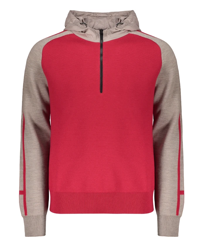 

Вязаная толстовка с капюшоном и застежкой-молнией Herno, красный