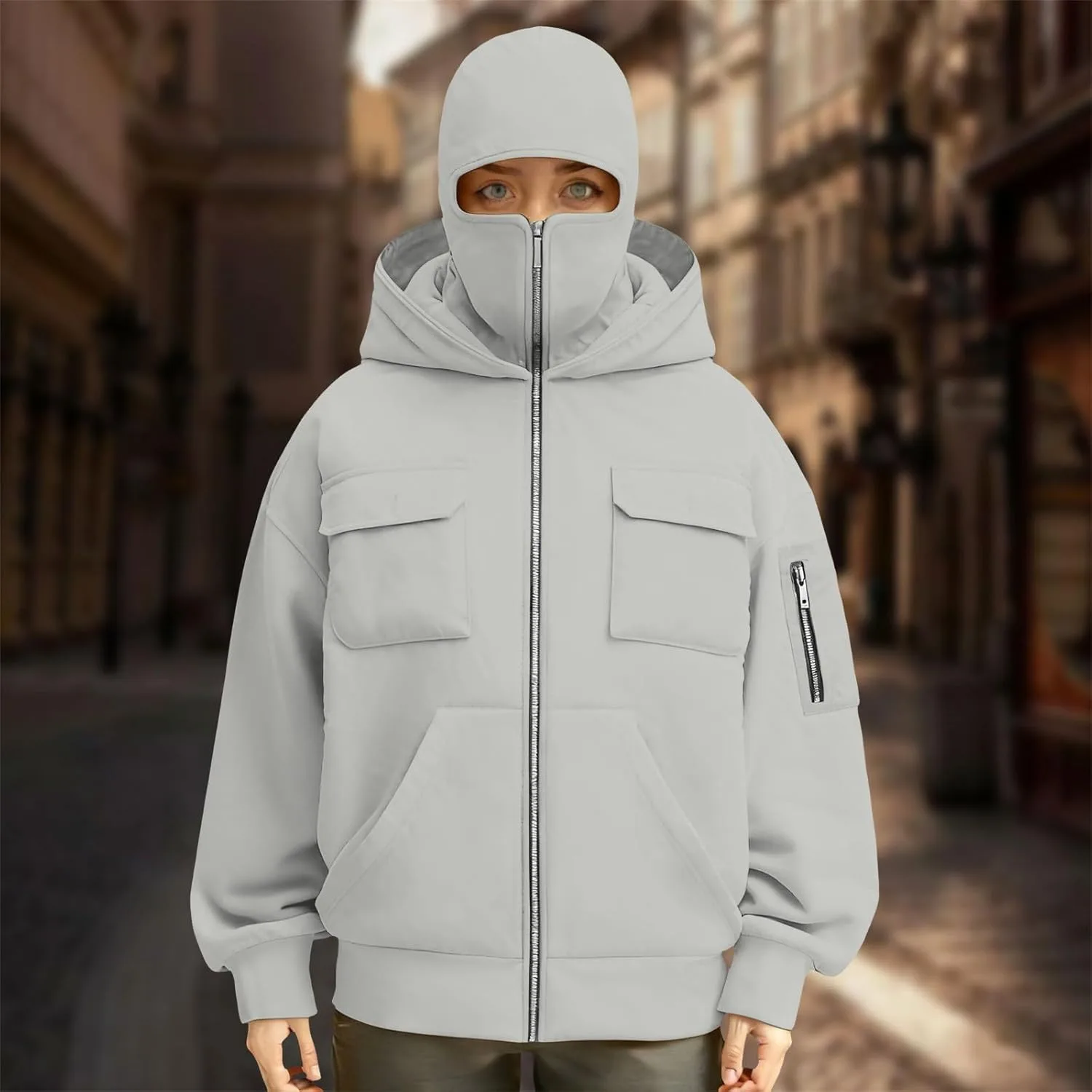 Толстовка с капюшоном Zip Up для мужчин с маской — фото 3