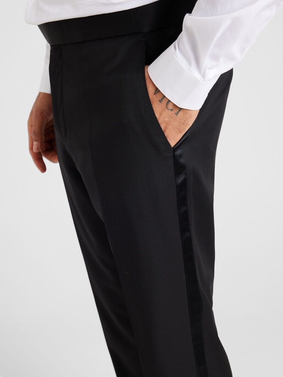 Костюмные брюки BOSS Slim fit Pleated Pants H-Genius-Tux, черный — фото 3