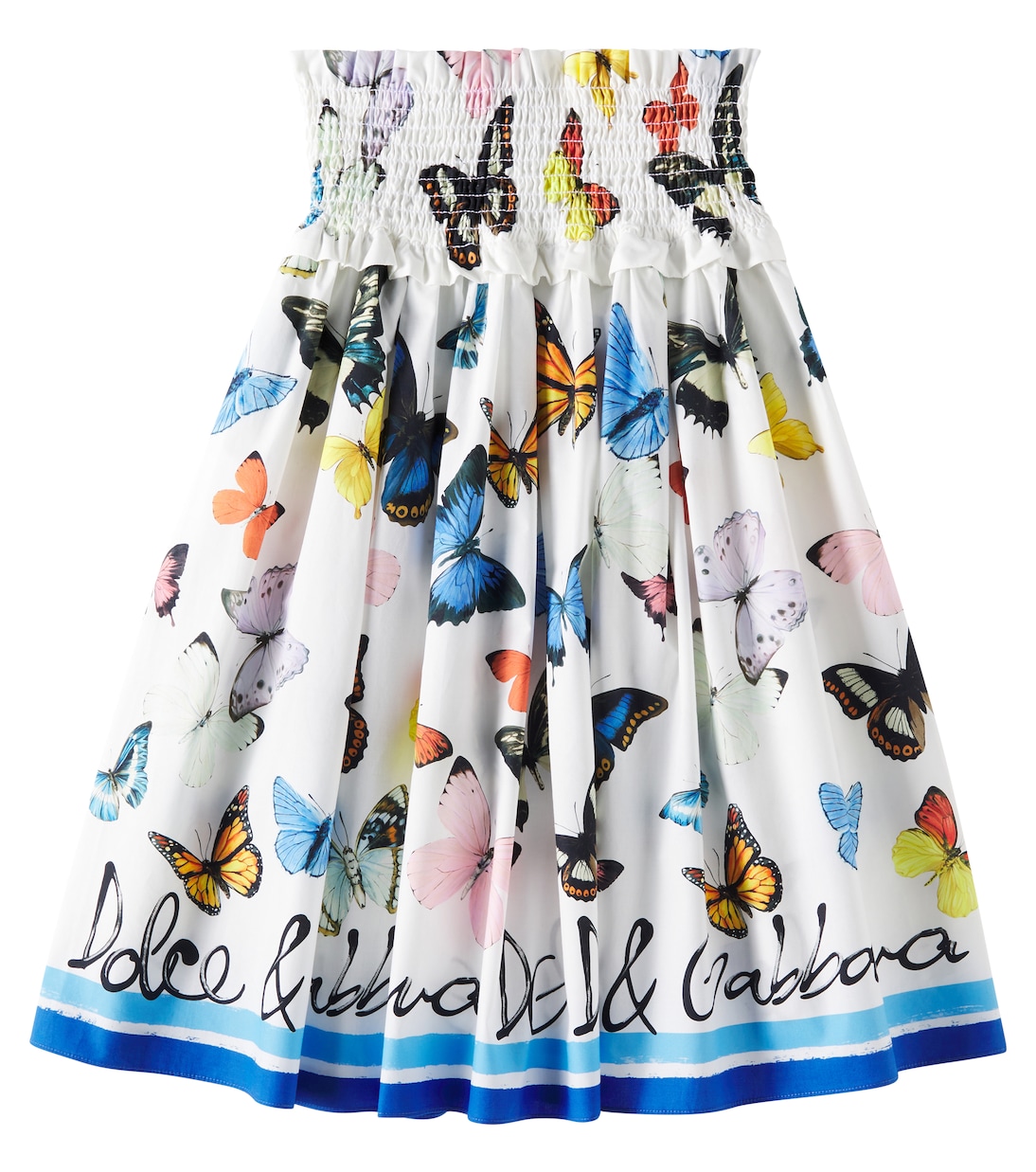 

Юбка из хлопкового поплина с принтом и сборками Dolce&Gabbana Kids, Farfalle Bordo Blu