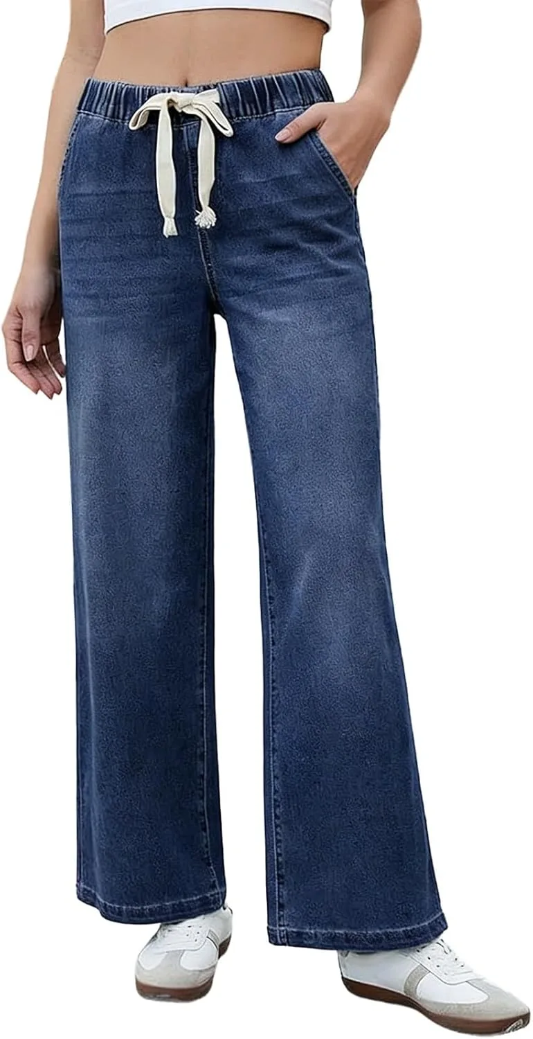 

Женские джинсы с кулиской и эластичным поясом