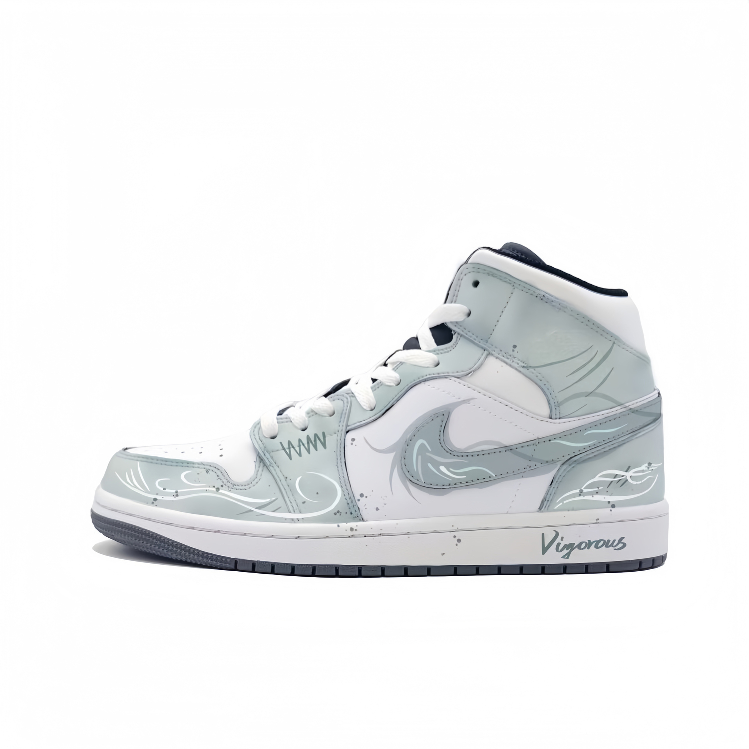 

Jordan Эйр 1 Пустые горные туманы, темно-голубые устойчивые к истиранию мид-топ винтажные баскетбольные кроссовки унисекс голубой - голубой, цвет Cyan