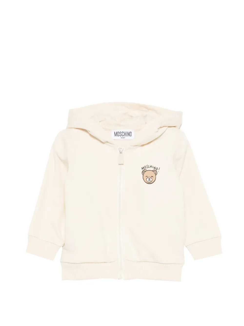 

Толстовка на молнии с принтом медведя Moschino Kids, бежевый