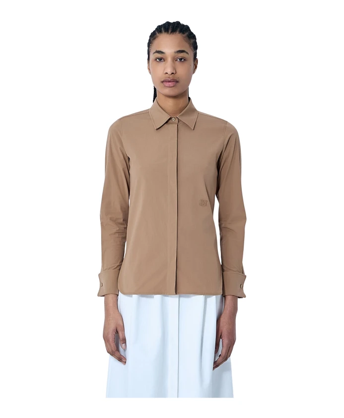 

Рубашка на пуговицах из хлопкового поплина Max Mara, бежевый