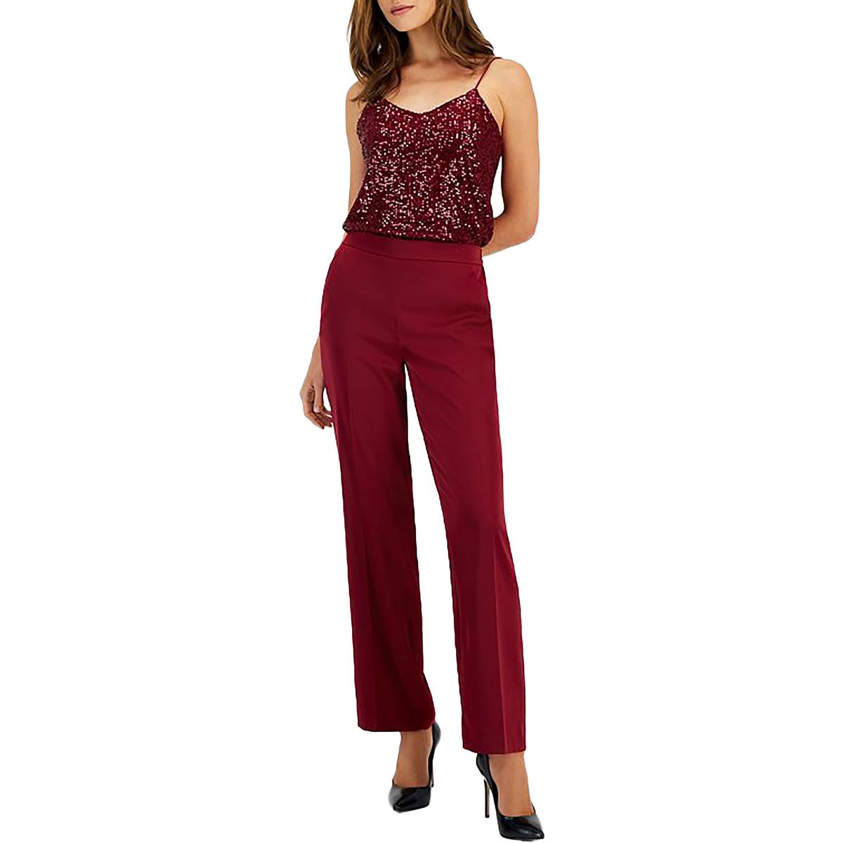 

Женские атласные брюки с карманами и широкими штанинами Anne Klein, цвет red ruby