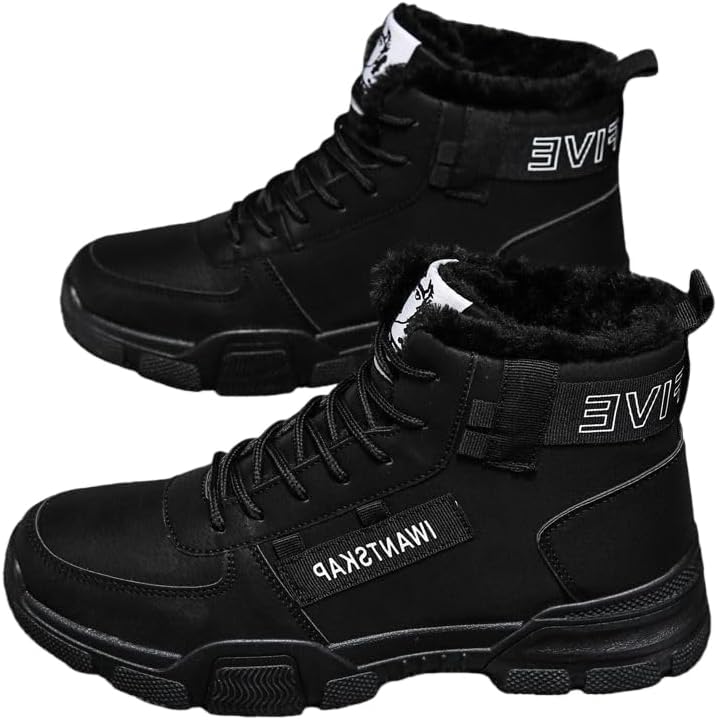 

Мужские модные теплые кроссовки Hhhchpm - повседневные и стильные, с утолщенной подошвой для увеличения роста, противоскользящие и прочные, зимние теплые ботинки, черный