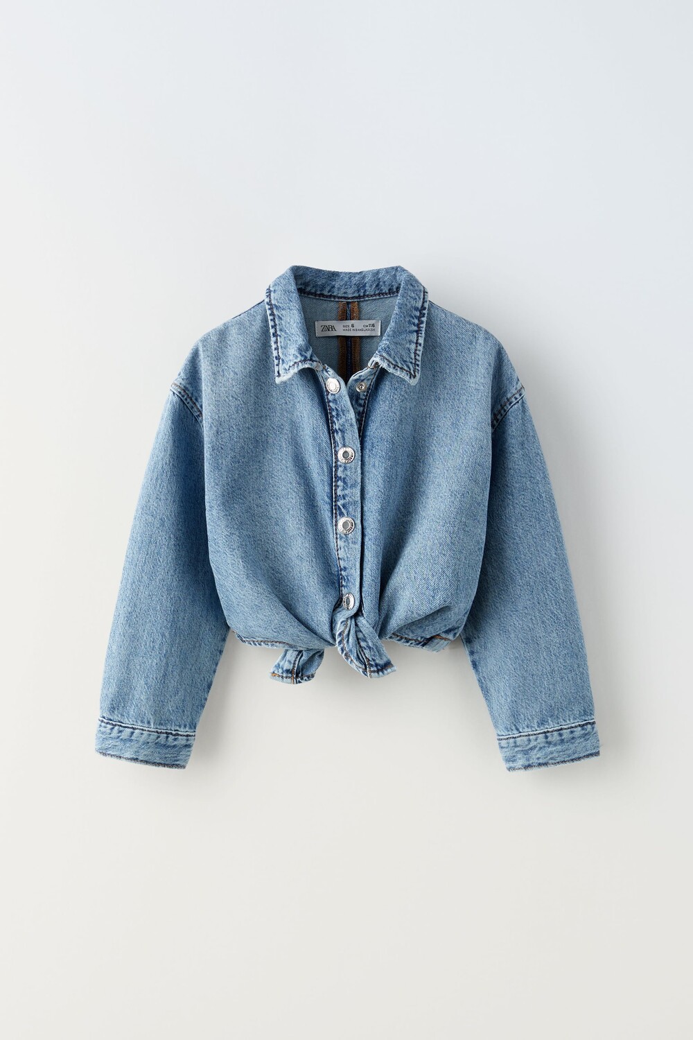 

Джинсовая рубашка с узелом Zara, синий