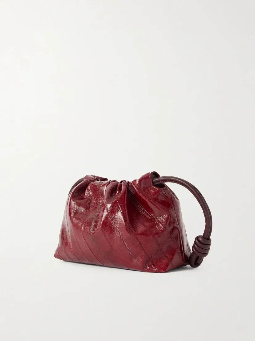 Мини-клатч Flamenco из мятой кожи угря с отделкой из кожи LOEWE, бордовый — фото 4