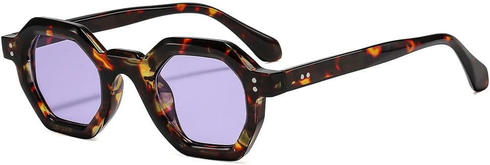 

Модные солнцезащитные очки Polygon Small Square для женщин, ретро с заклепками, мужские с леопардовым принтом, синие, с защитой от УФ-излучения UV400 HYYZZC, Leopard Purple