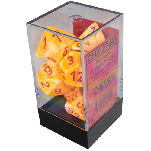 

Игровые кубики Poly 7 Set: Festive Sunburst W/Red Chessex Dice