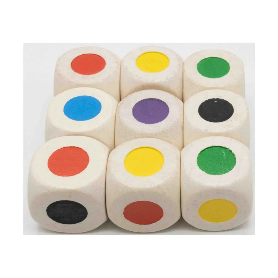 

d6 Дерево — белое с цветными гранями (9), Dice - Wood (Koplow)